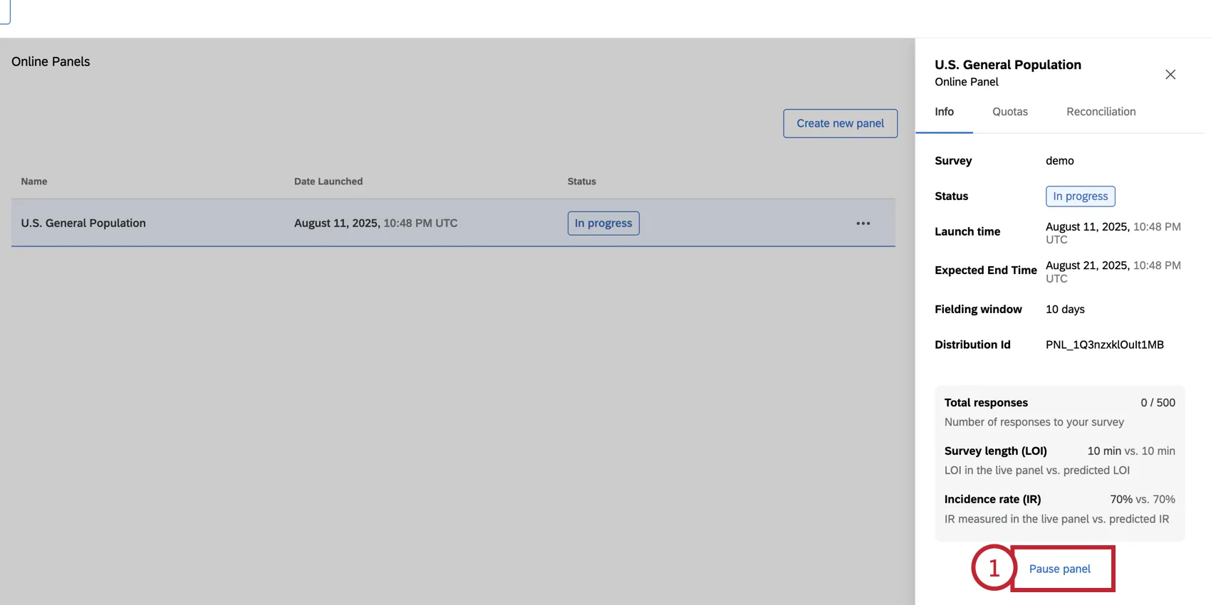 selecting an open panel and then clicking "pause panel"