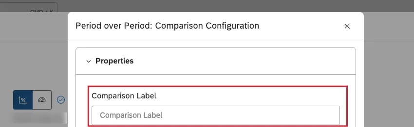 Insira um rótulo personalizado para a métrica comparação na caixa Rótulo Comparação.