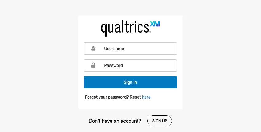 Pantalla de inicio de sesión de Qualtrics