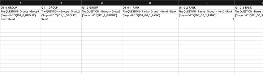 lensemble de données exporté pour une question Sélectionner, grouper et classifier
