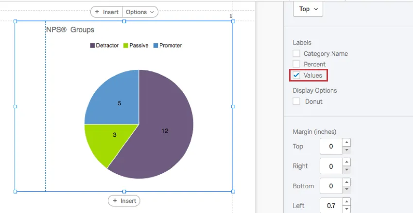 pie wedges have the response numbers on them
