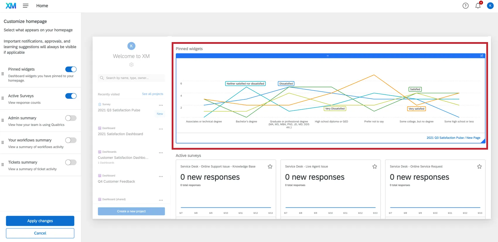 Se muestra un widget seleccionado, rodeado de bordes azules para indicar que se está redimensionando