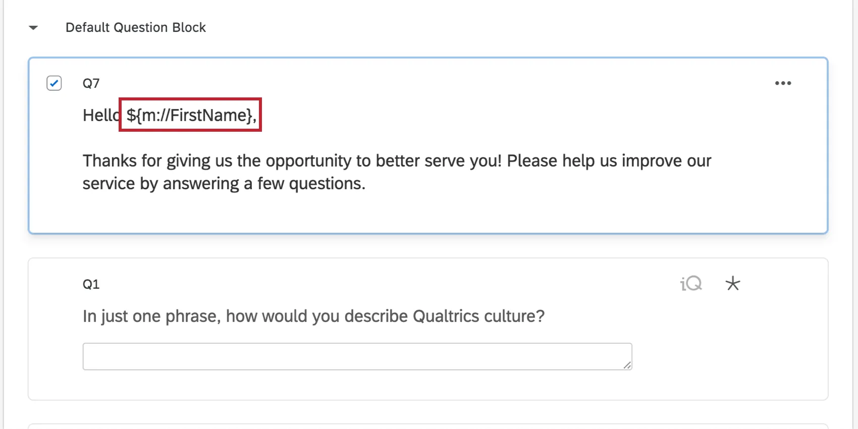 Question with contact list piped text