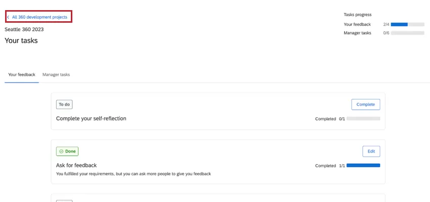 haciendo clic en todos los proyectos