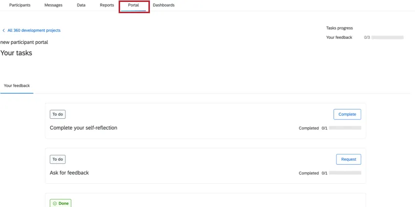 a guia portal em um projeto 360