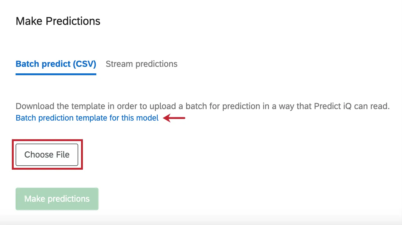 File selection under the batch prediction tab