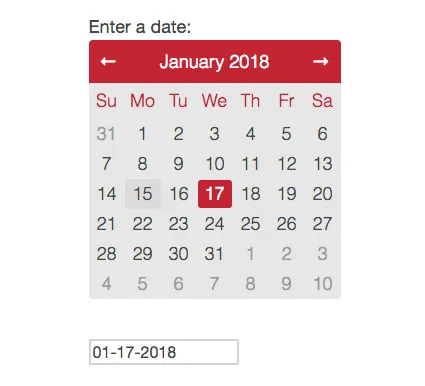 Um calendário cinza e vermelho