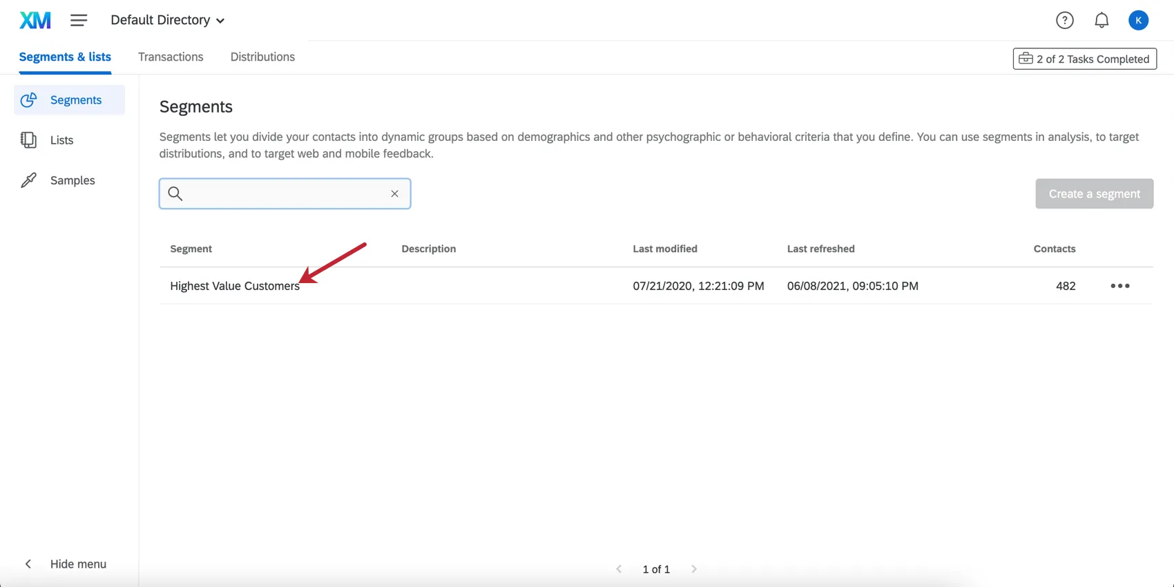 Imagen de un segmento