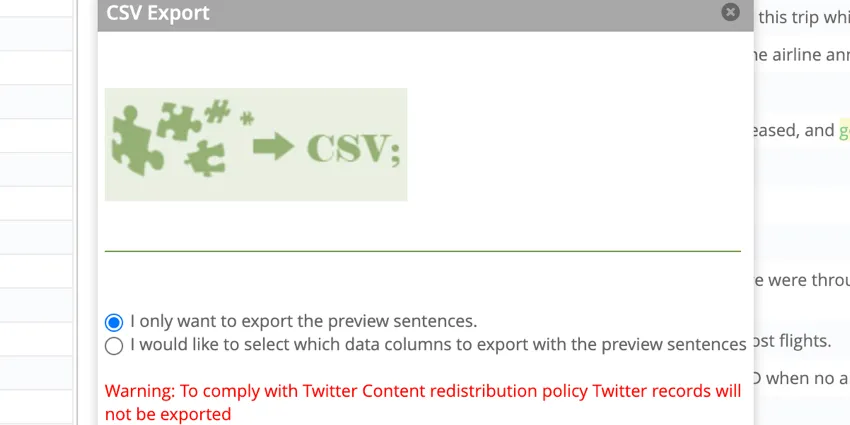 choosing export options
