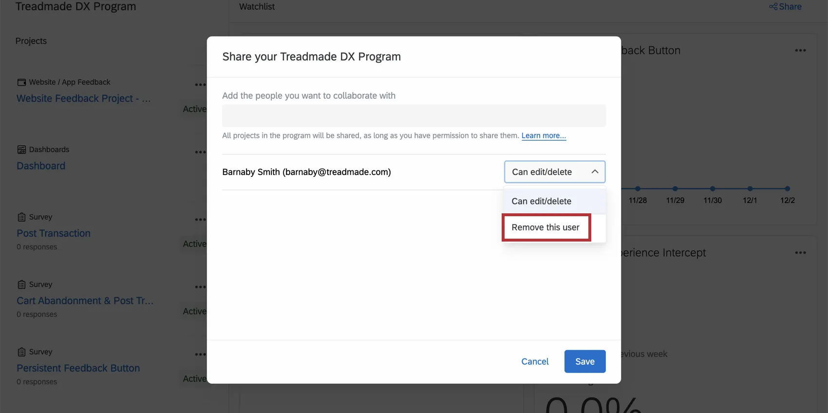 Removing someone from the program