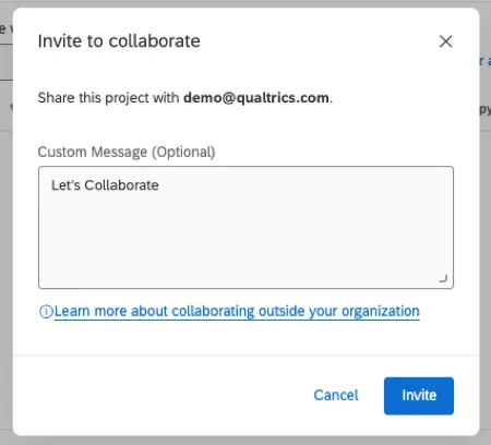 Collaborate pop up window