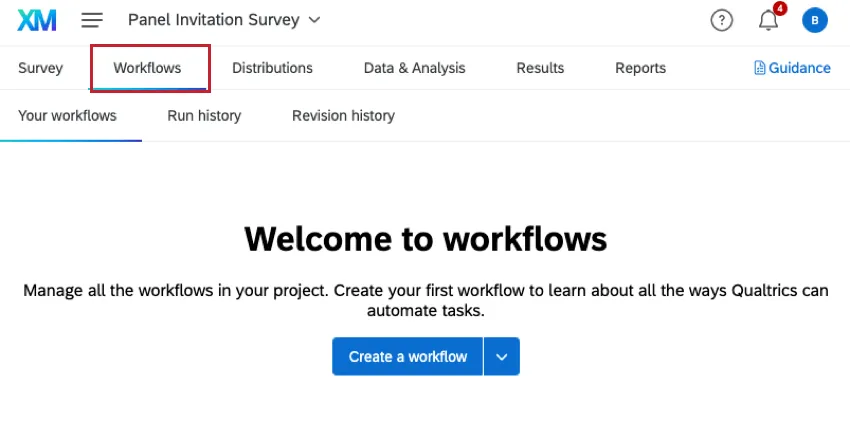 la scheda Flussi di lavoro allinterno di un progetto