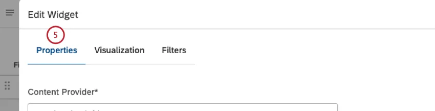 Nella finestra Modifica widget, fare clic sulla scheda Proprietà.