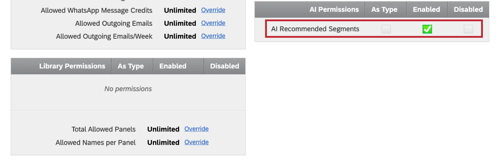 specific permission highlighted within the permissions page