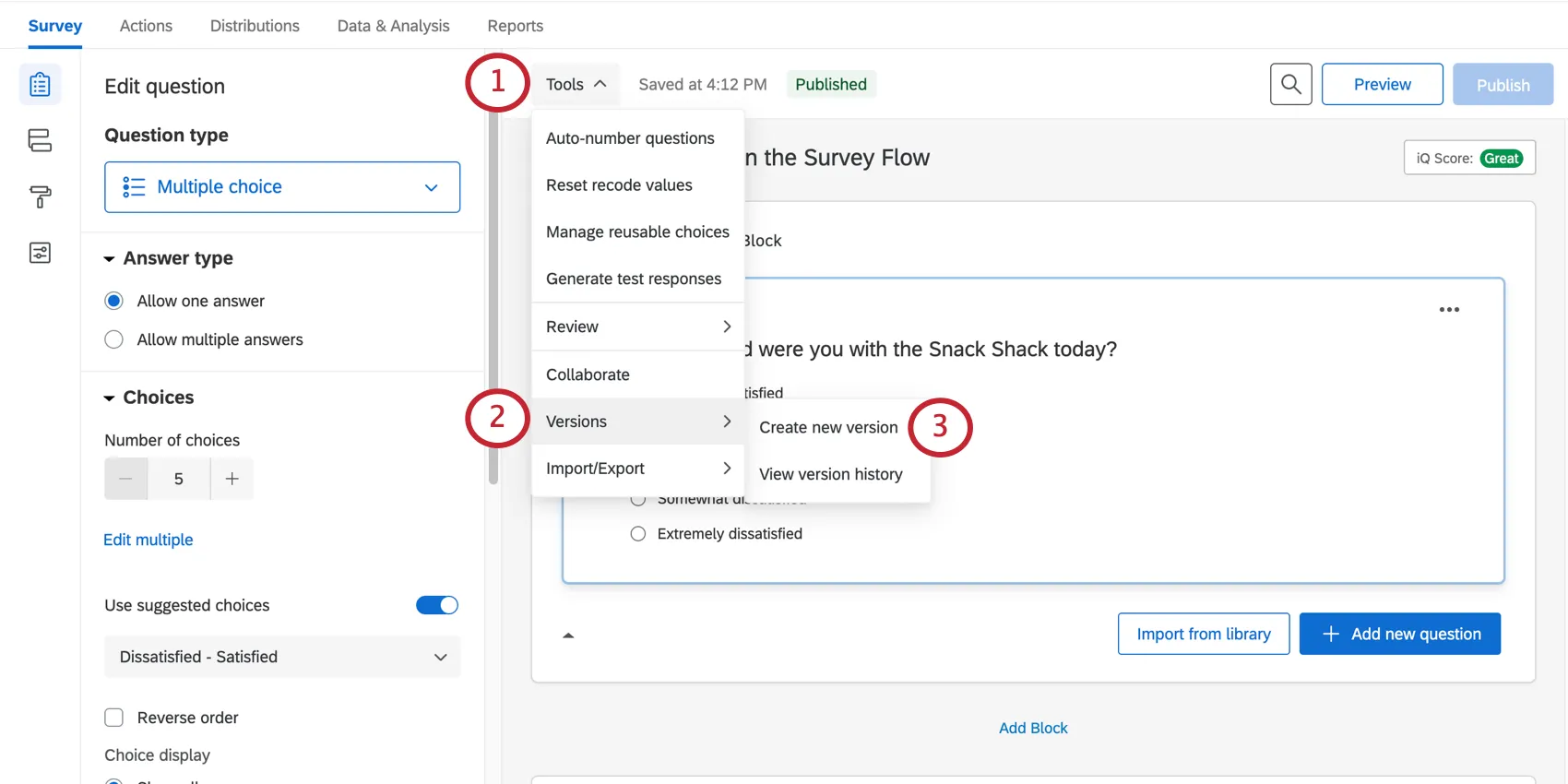 Erstellen einer neuen Version