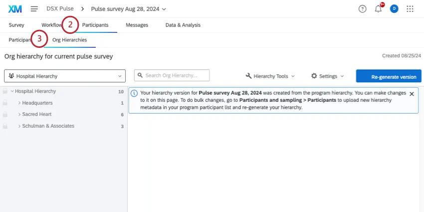 going to the org hierarchy of a survey