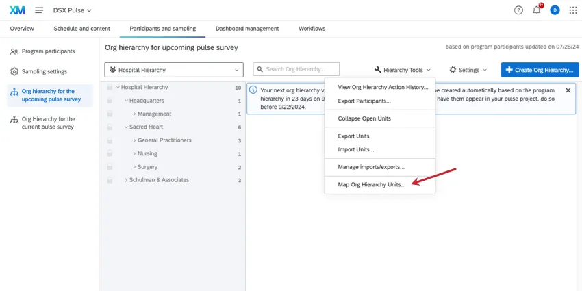 map org hierarchy units in the larger program