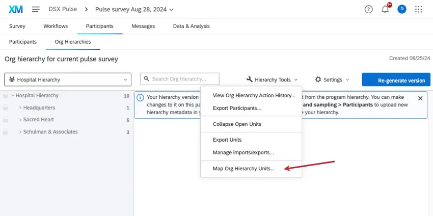 map org hierarchy units button inside a survey