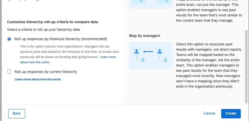 ロールアップ設定の選択