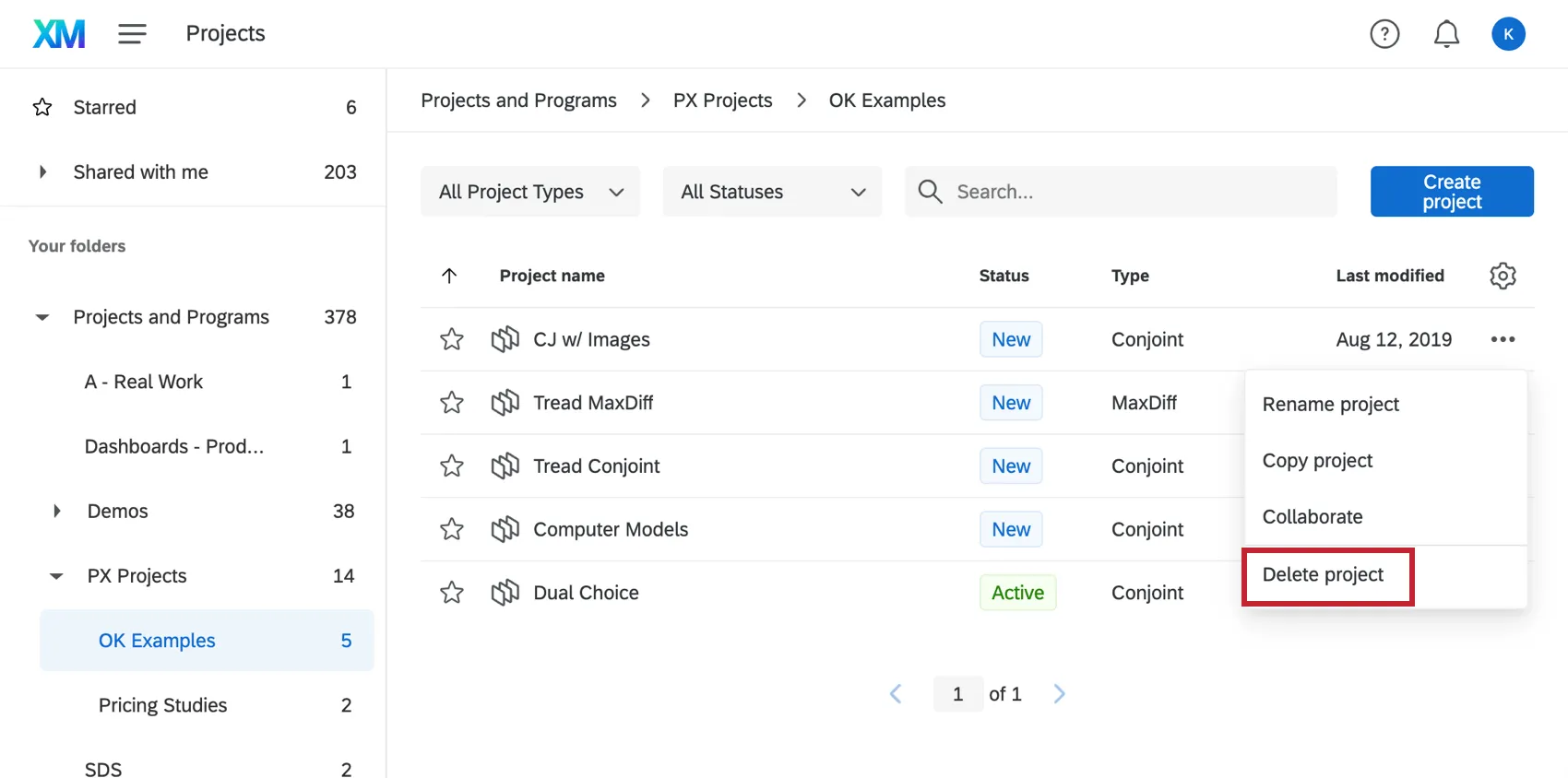 コンジョイントの削除