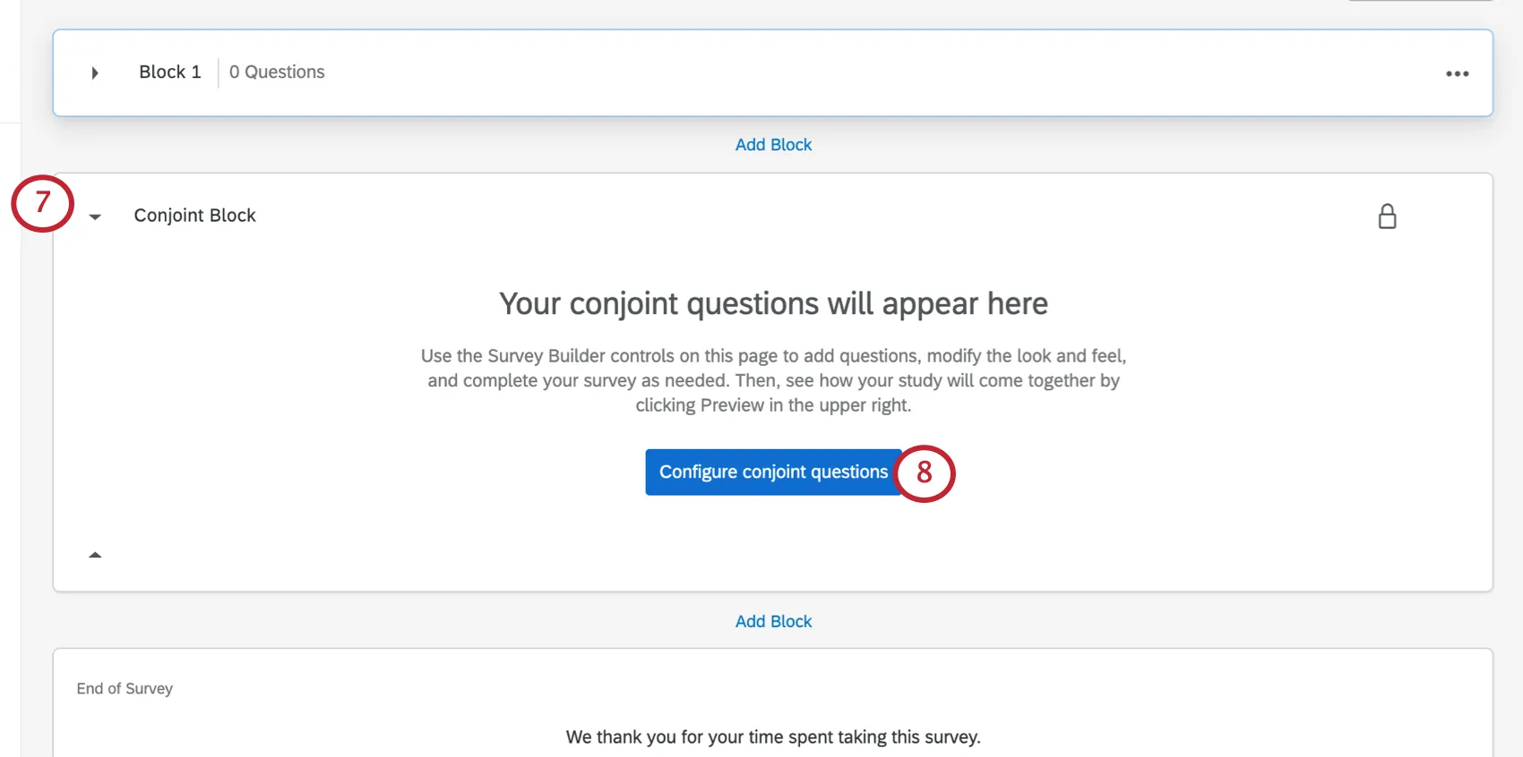 Botón azul Configurar preguntas conjuntas