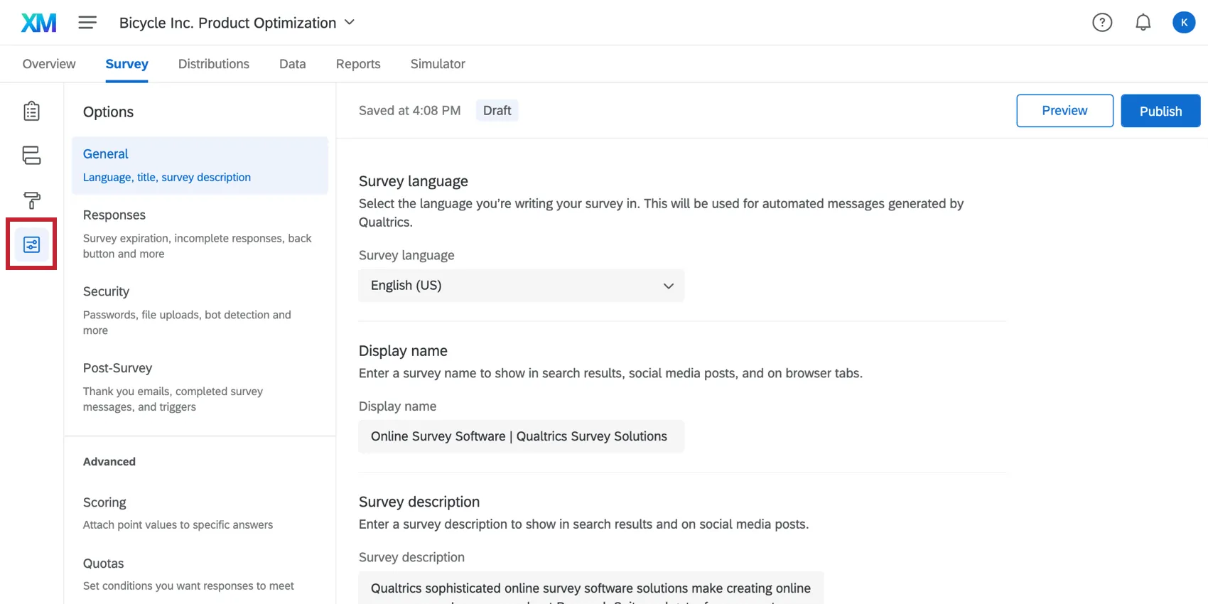 Opciones de la encuesta abiertas