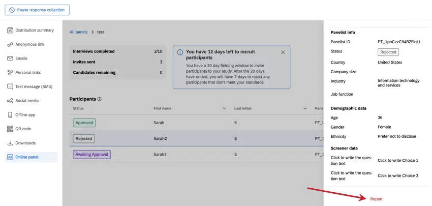 botão para denunciar um candidato