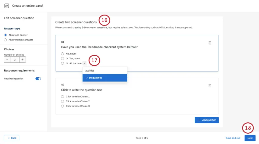 creating screener questions
