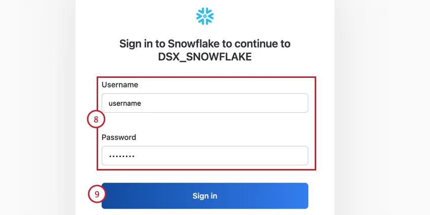 Iniciando sesión en copo de nieve