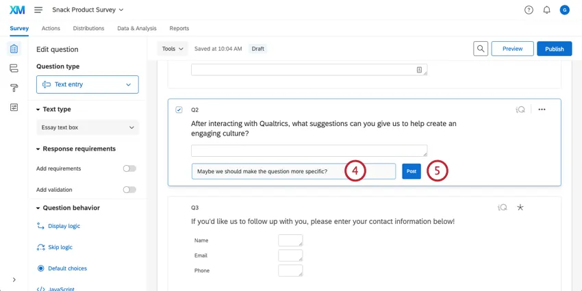 Adding a note that says Maybe we should make the question more specific?