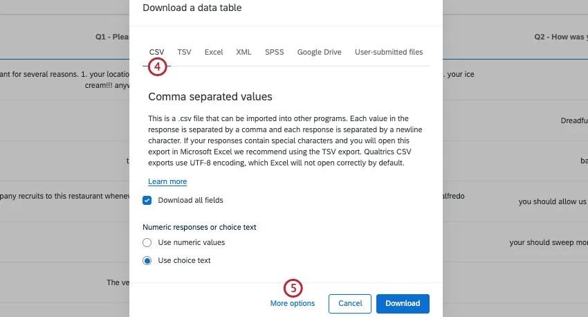 Elegir el tipo de archivo en la ventana de exportación; se selecciona CSV