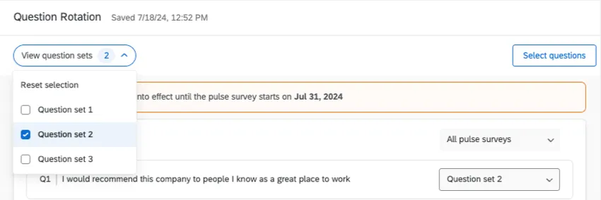 button named view question sets