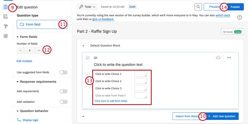 adding a form field question to capture respondent contact info
