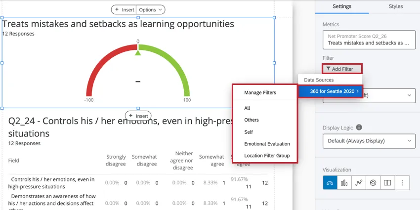 adding a filter to a visualization