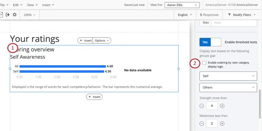 Scoring overview table highlighted, with editing pane appearing to the right