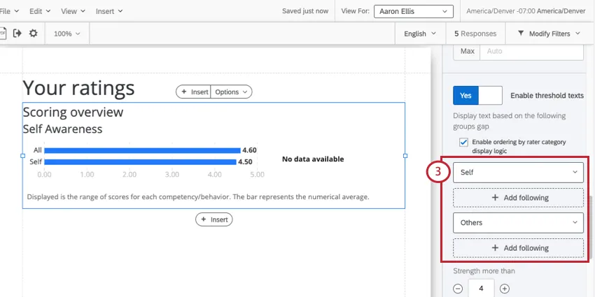 Im Panel sehen Sie "Selbst", "Folgendes hinzufügen", "Andere" und "Folgendes hinzufügen".