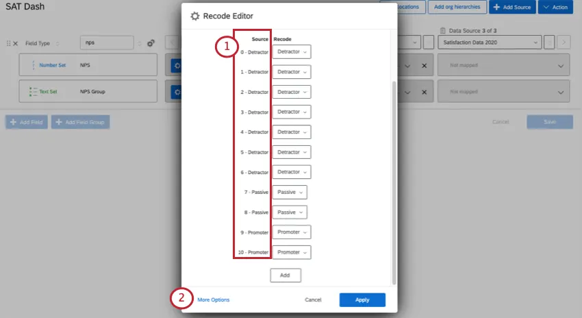 recodificar o editor com a pergunta nps dentro
