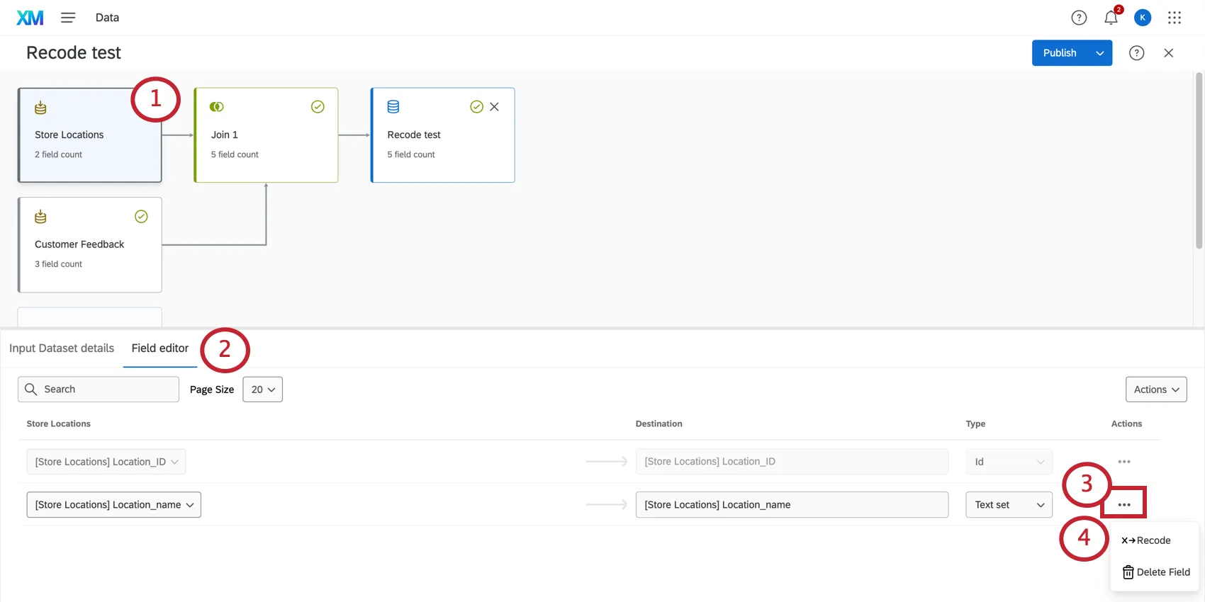cliquer sur une source dans un modèle de données