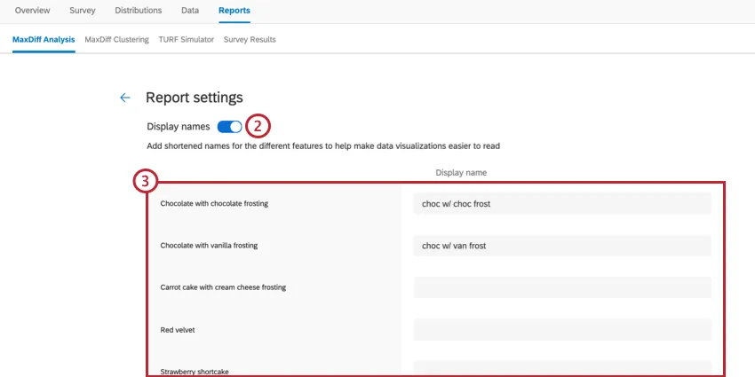 the report settings of a maxdiff report