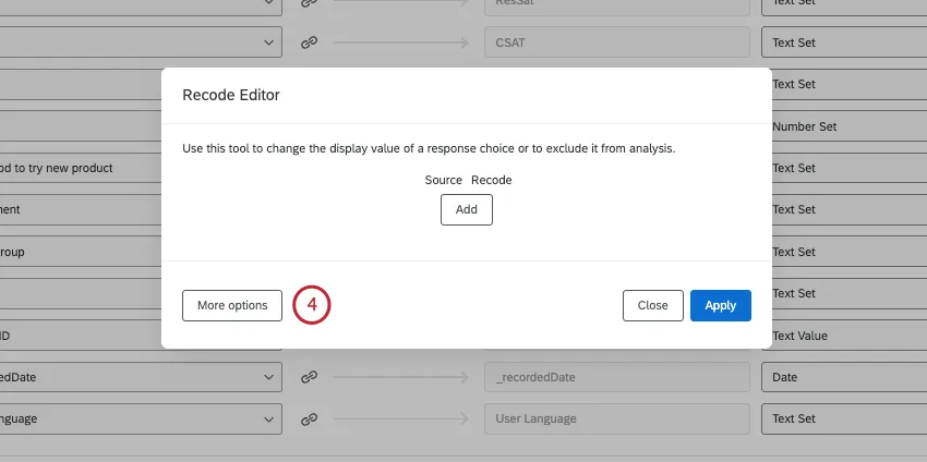 new window for recoding is empty. button for more options at bottom