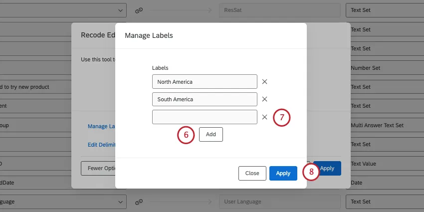 another new window for listing labels