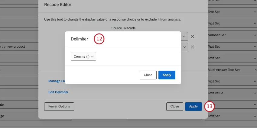 another new window for delimiters