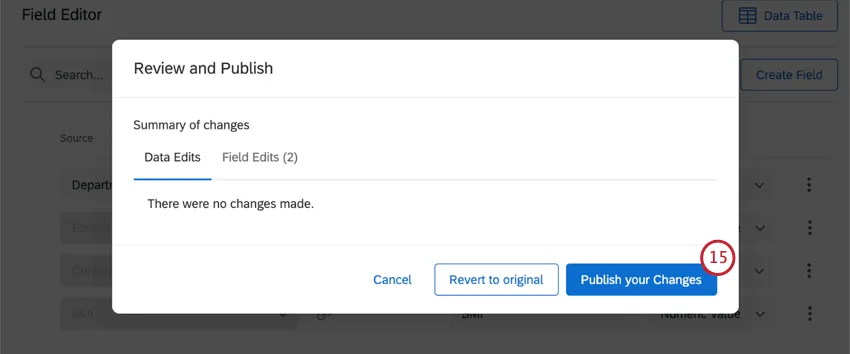 summary of changes window where you confirm changes
