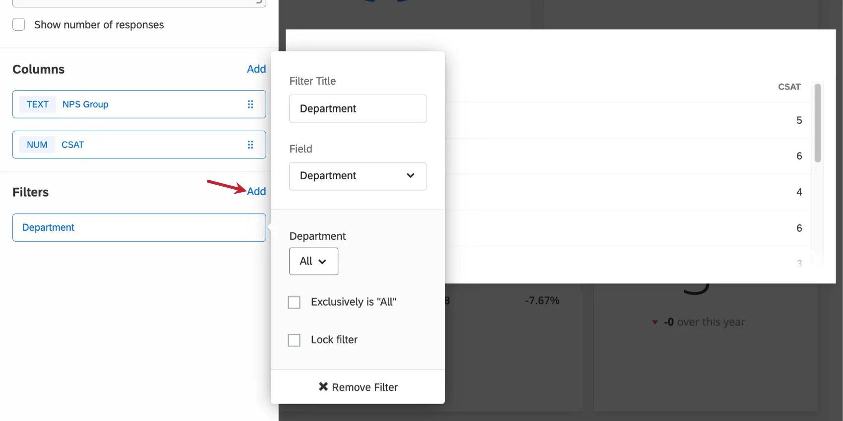 Adicionar uma configuração de filtro