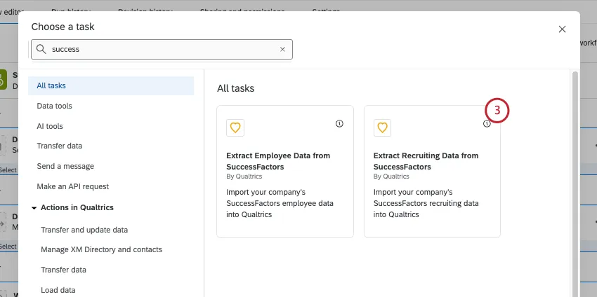 selecting the extract data from successfactors task