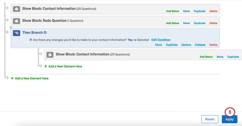 Due blocchi dello stesso tipo nel flusso, perché uno è sotto la nostra diramazione di ripristino