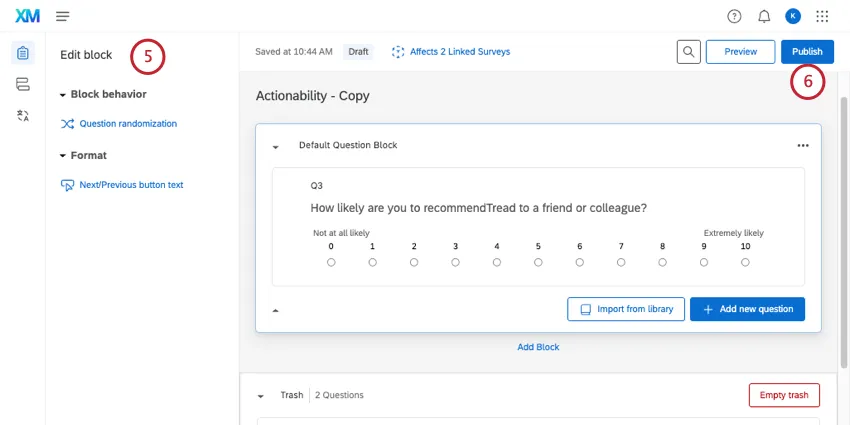 Editing the library survey and publishing it