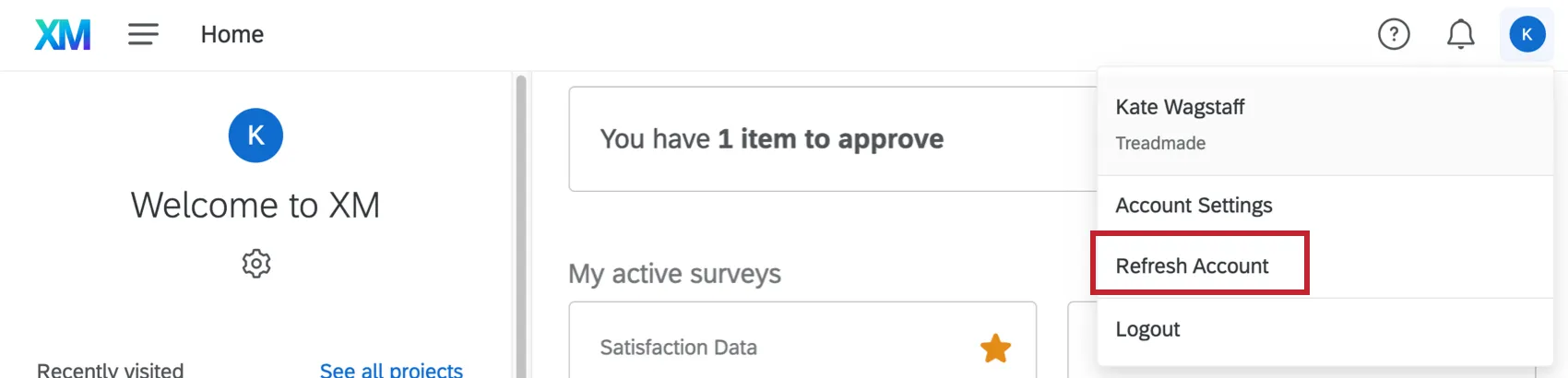 la opción de actualización de cuenta en el menú de configuración de la cuenta