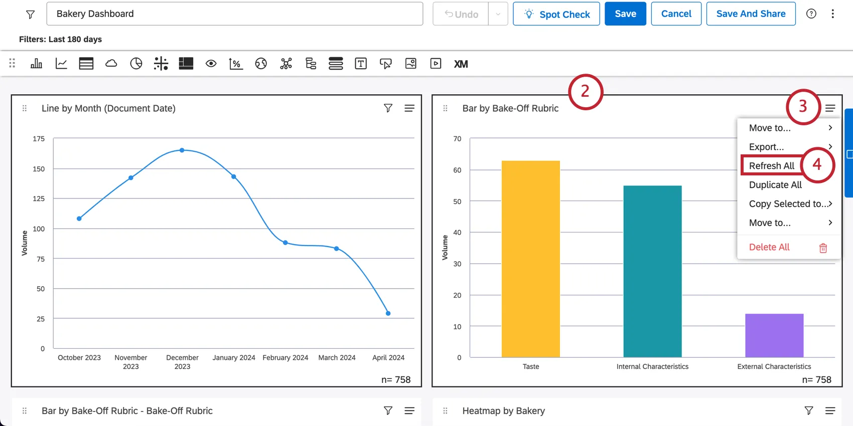 複数のウィジェットを選択。メニューを開き、選択されているすべての項目を更新する