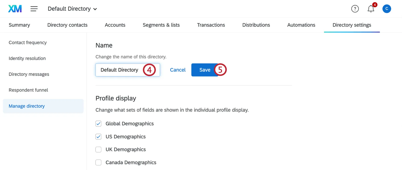 Entering name in field and clicking blue Save